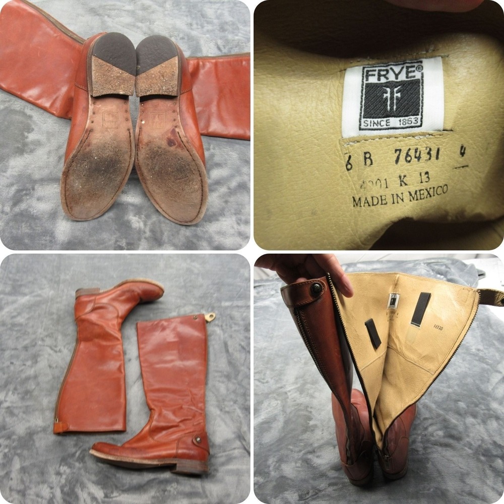 Frye Womens 6B Melissa Boots Copper Brown Leather 16" Tall Zip Up Riding Western